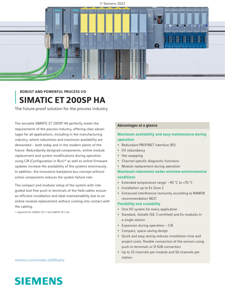 SIMATIC ET 200SP HA: Process I/O Solutions | PDF | Electrical ...