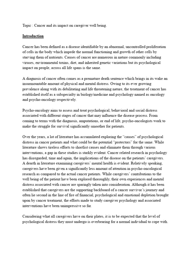 Caregiver Well-Being in Cancer Context | PDF | Caregiver | Mental Health
