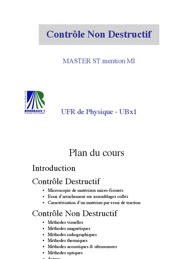 Support de Cours de CND-1, PDF, Contrôle non destructif