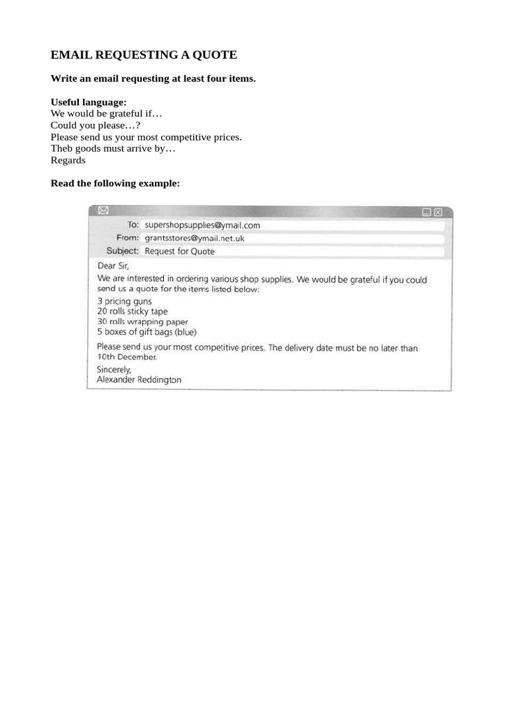 Email Template for Quote Request | PDF | General Fiction