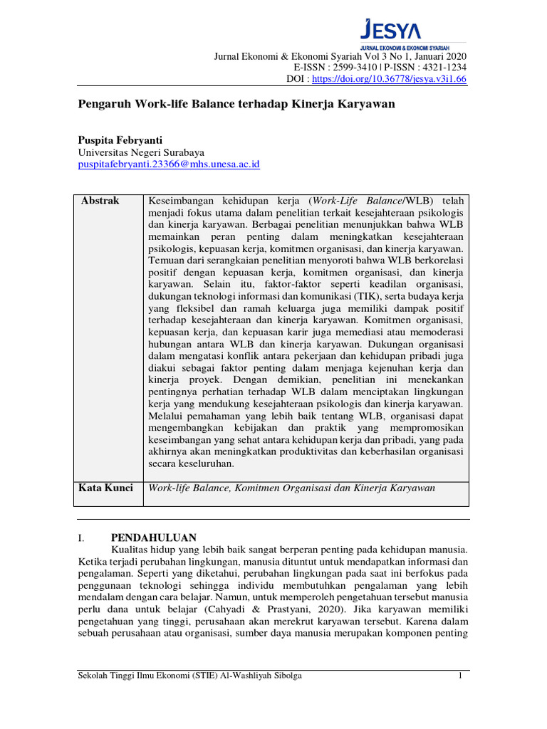 Pengaruh Work-Life Balance Terhadap Kinerja Karyawan | PDF
