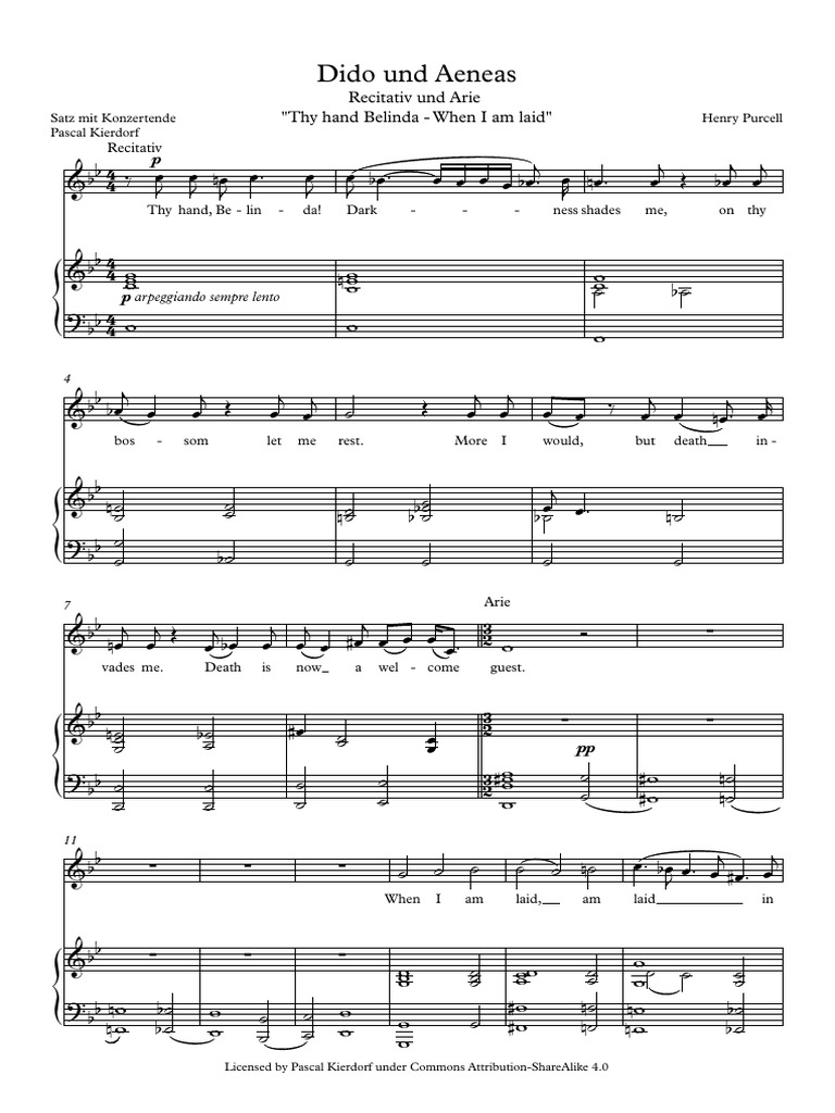 Dido And Aeneas Thy Hand Belinda When I Am Laid Pdf