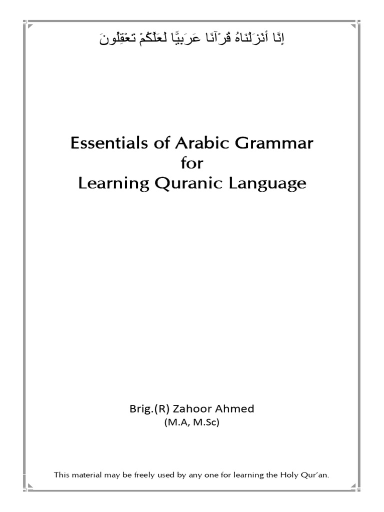 Essentials Of Arabic Grammar Essentials Pdf Plural Grammatical Number