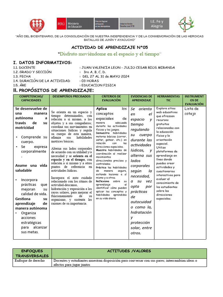 Actividad De Aprendizaje 3er Grado Pdf Aprendizaje Evaluación