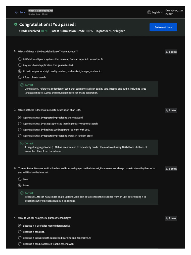 GENERATIVE AI INTRODUCTION AND APPLICATIONS COURSERA QUIZ ANSWERS visual data 4