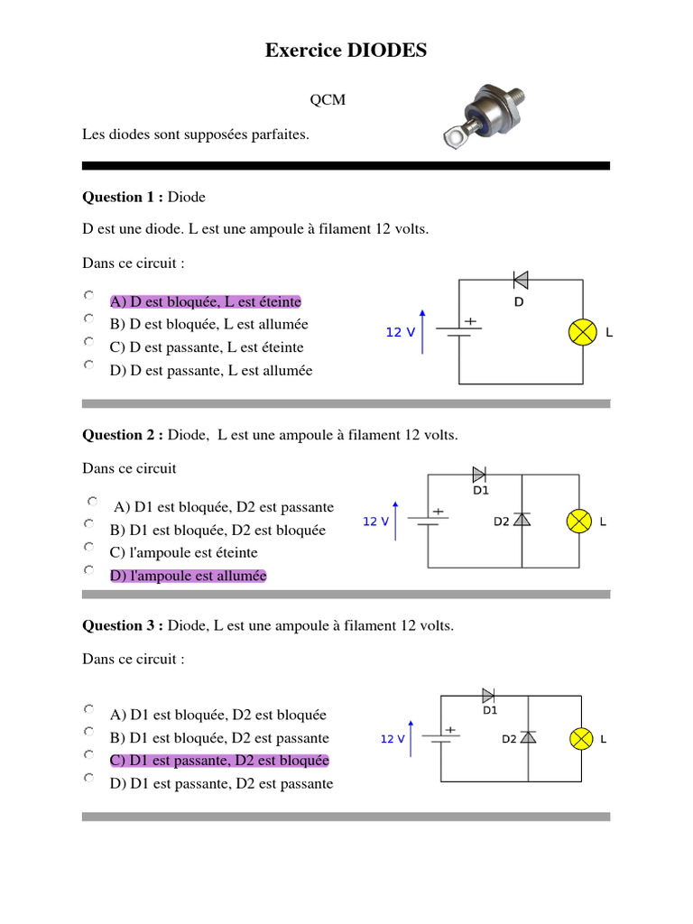 Exercice sur les Diodes et Circuits | PDF | Diode | Biens manufacturés