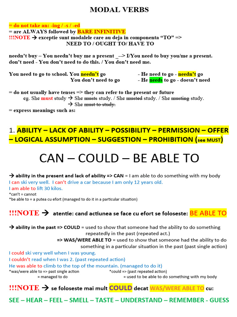 14 - Modal Verbs - Complet | PDF | Grammatical Tense | Verb