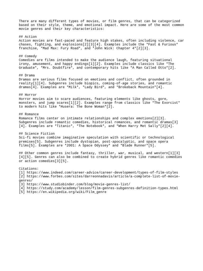 Overview of Movie Genres and Examples | PDF