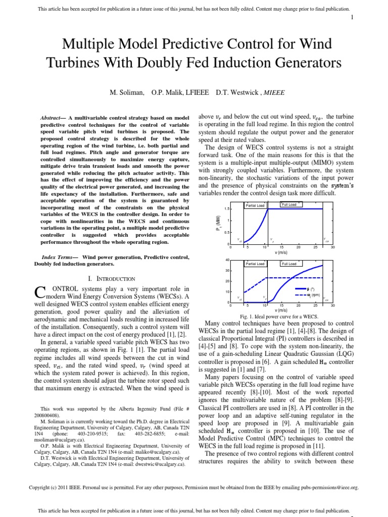 Multiple Model Predictive Control For Wind | PDF | Control Theory ...