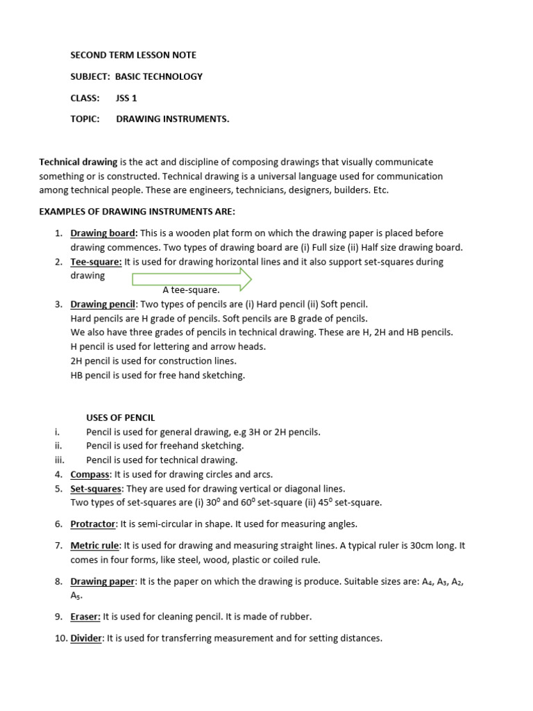 Week 8, 9& 10 Basic Tech JS 1 Notes | PDF | Drawing | Technical Drawing