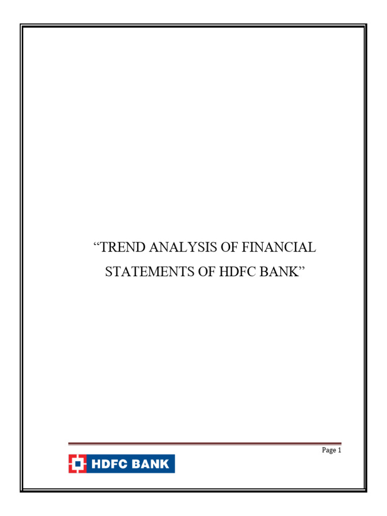 Trend Analysis Of Financial Statements Of Hdfc Bank Pdf Banks