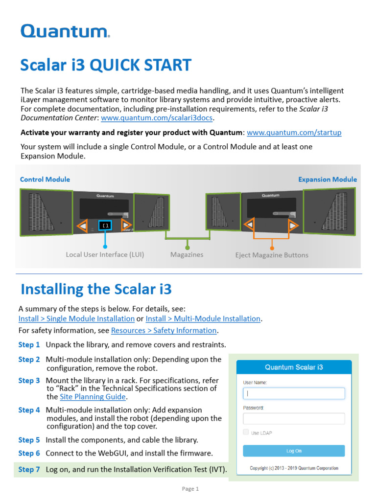 Scalar i3 Installation and Configuration Guide | PDF | Systems ...