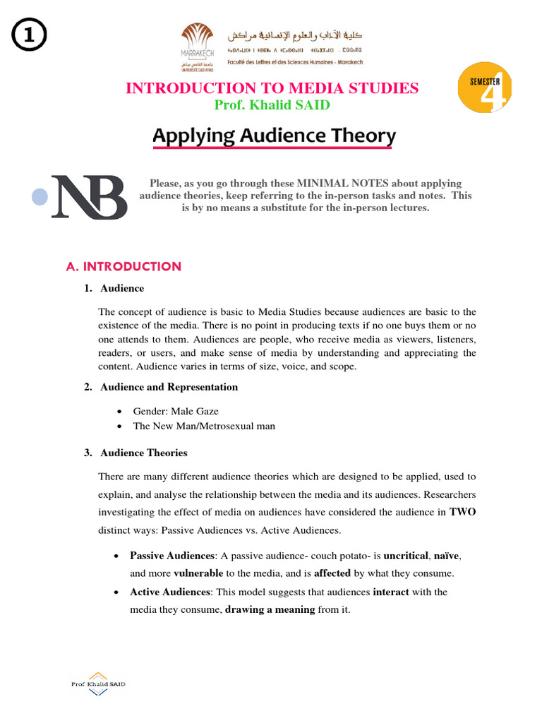 Lecture 10 Applying Audience Theories Pdf Human Communication