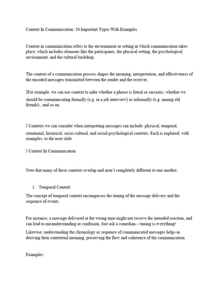 Types of Context in Communication | PDF | Communication | Job Interview
