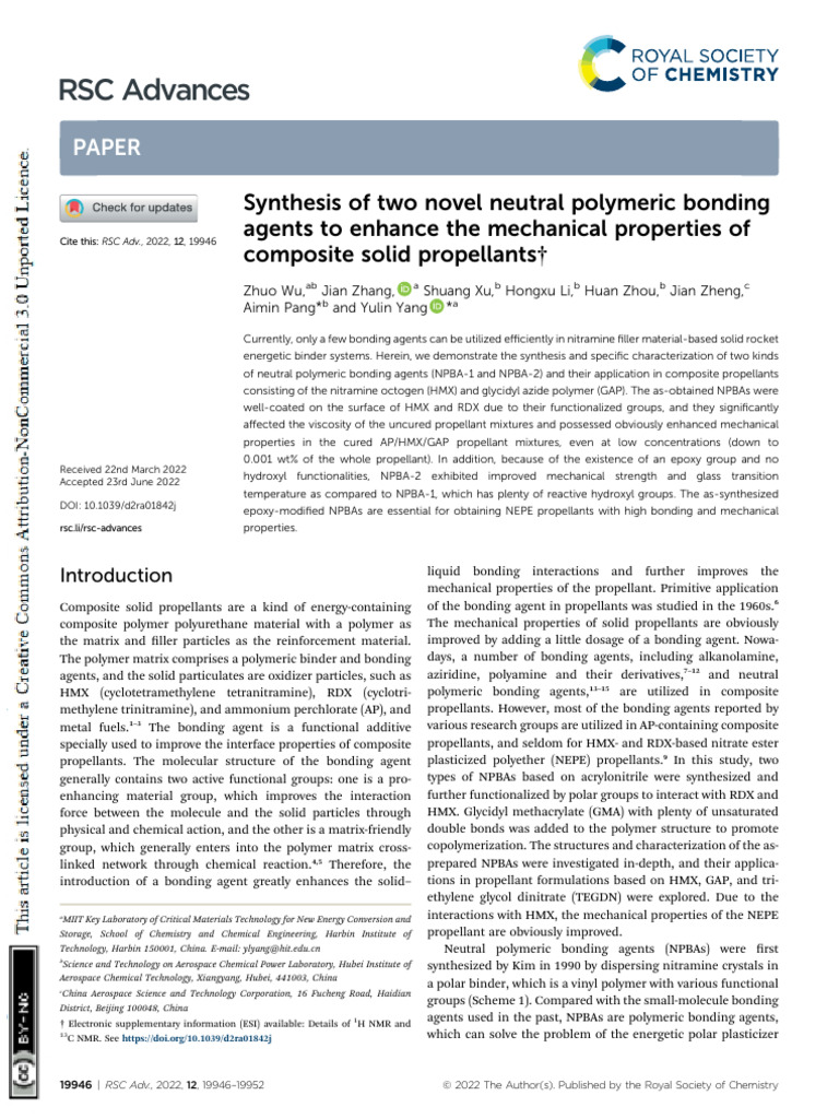Synthesis of Two Novel Neutral Polymeric Bonding Agents To Enhance The