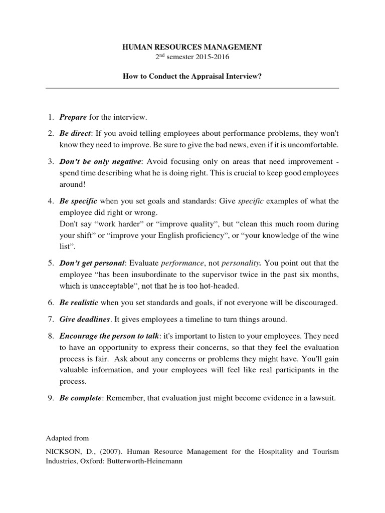 HRM rrs7 - How To Conduct Appraisal Interview 0 | PDF