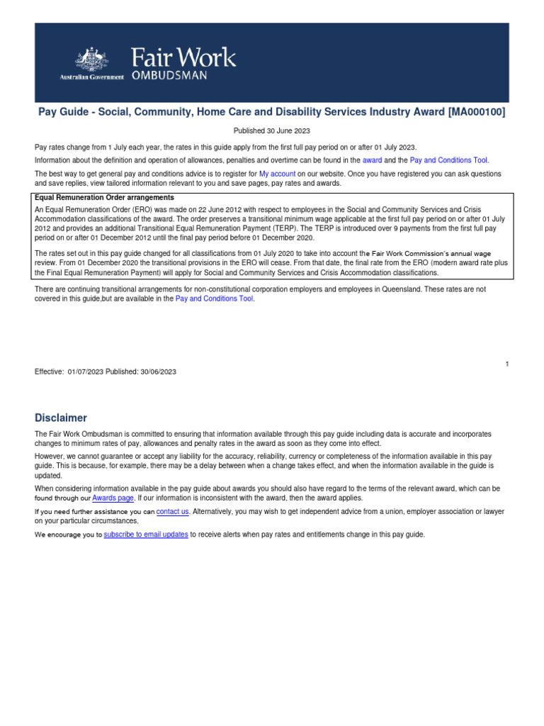 Schads Pay Guide From July 2023 PDF Overtime Employment