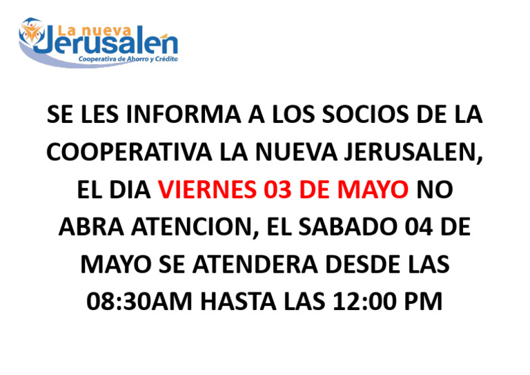 Se Les Informa A Los Socios de La Cooperativa La Nueva Jerusalen | PDF