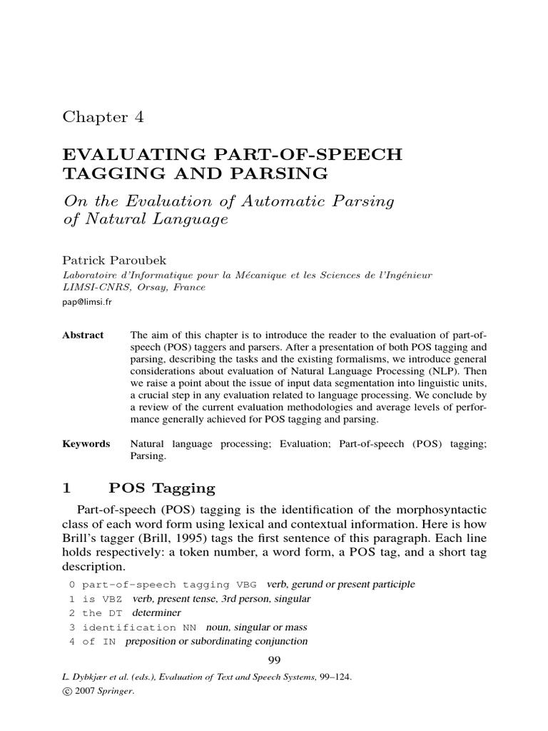 Evaluating Part-Of-speech Tagging and Parsing | PDF | Parsing | Part Of ...