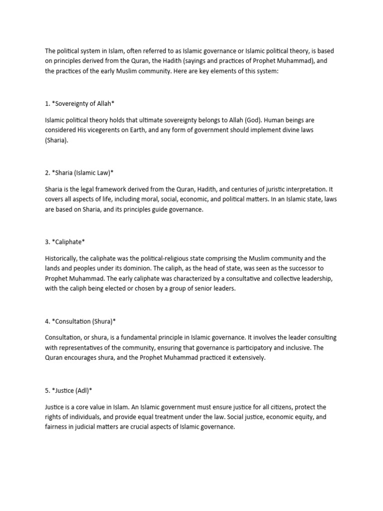 Islamic Governance Principles Explained | PDF | Shura | Caliphate
