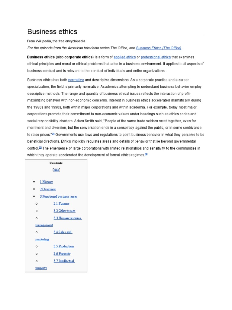 Business Ethics: For The Episode From The American Television Series ...