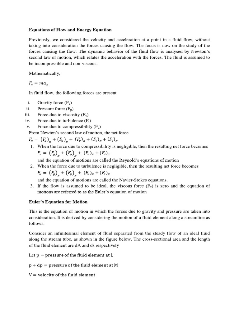 Fluid Flow Dynamics and Equations | PDF | Fluid Dynamics | Fluid Mechanics