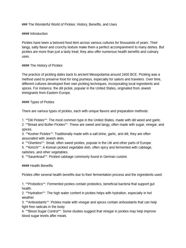 Pickle | PDF | Pickled Cucumber | Pickling
