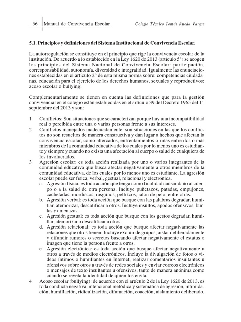Principios de Convivencia Escolar 1620 | PDF | Acoso cibernético ...