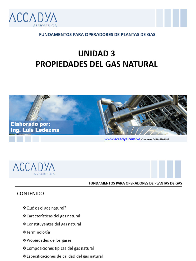 Unidad - 3 - Propiedades Del Gas Natural | PDF | Gas natural | Gases