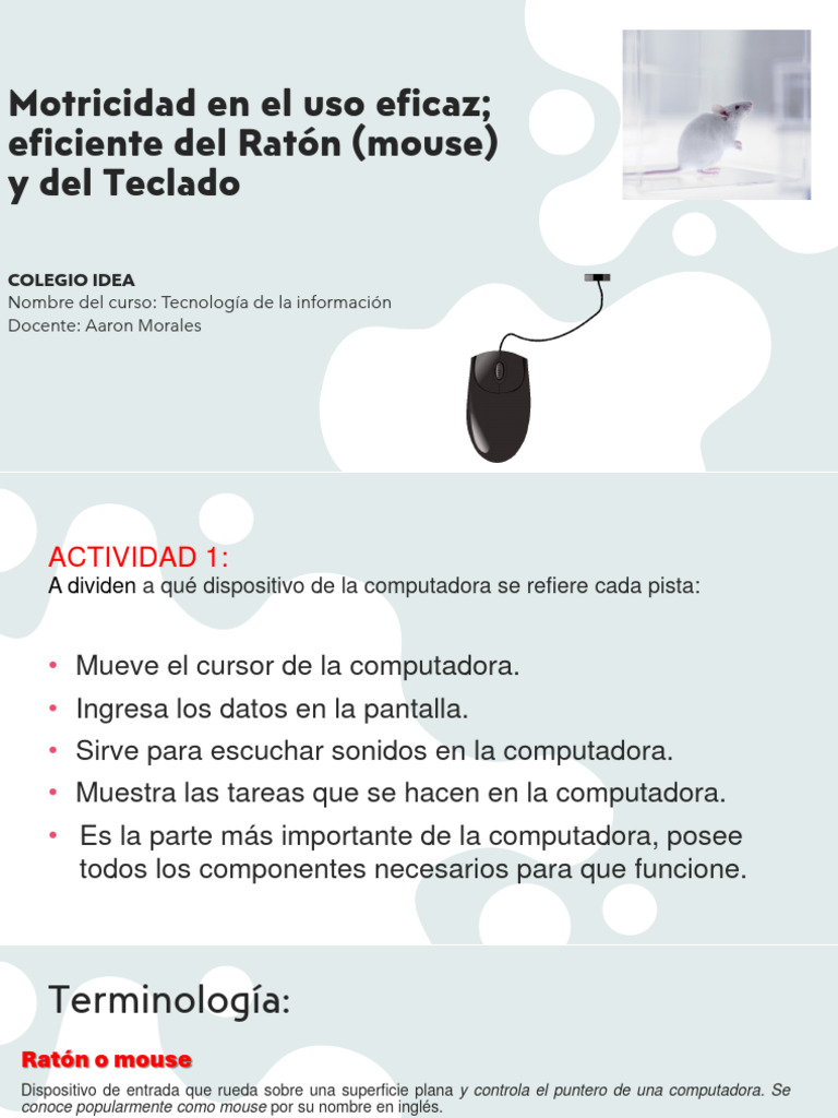 Motricidad en el uso del mouse y teclado | PDF | Teclado | De entrada y ...