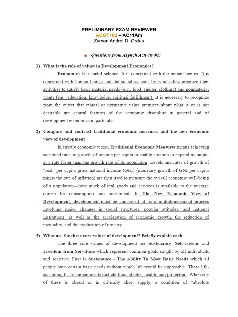 Acot102 prelim exam reviewer pdf cost of living purchasing power