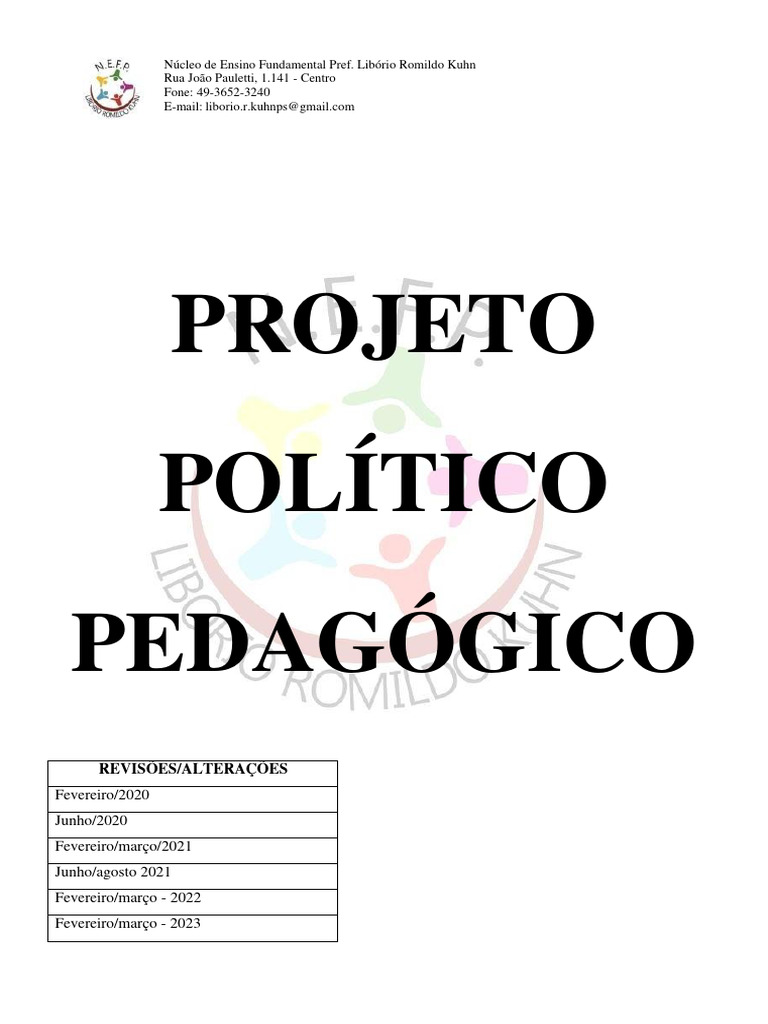 Projeto Político Pedagógico 2023 | PDF | Pedagogia | Aprendizado