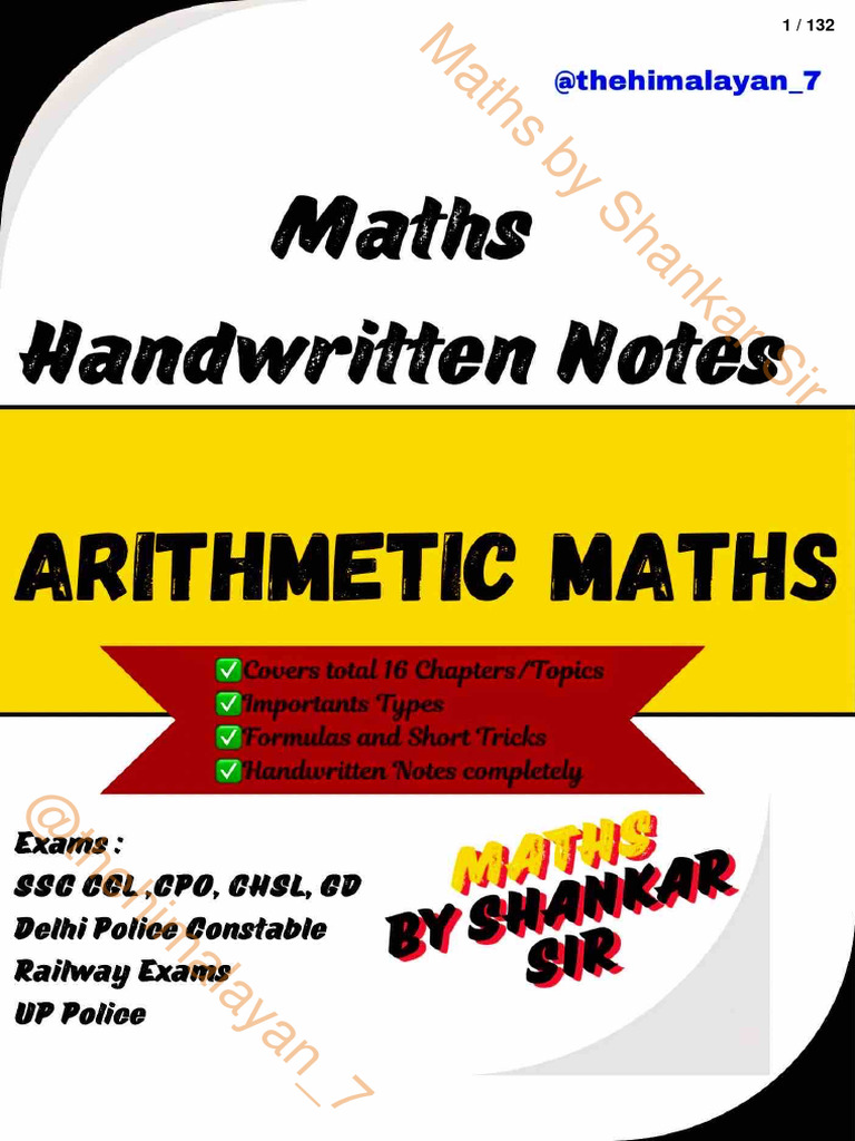 Arithmetic Maths Notes by Shankar Sir | PDF | Mathematics
