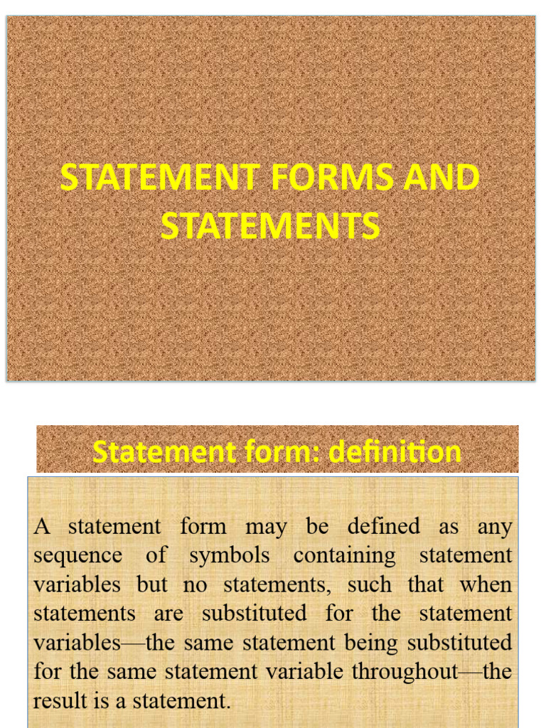 Statement and Statement Forms | PDF | Contradiction | Logical Truth