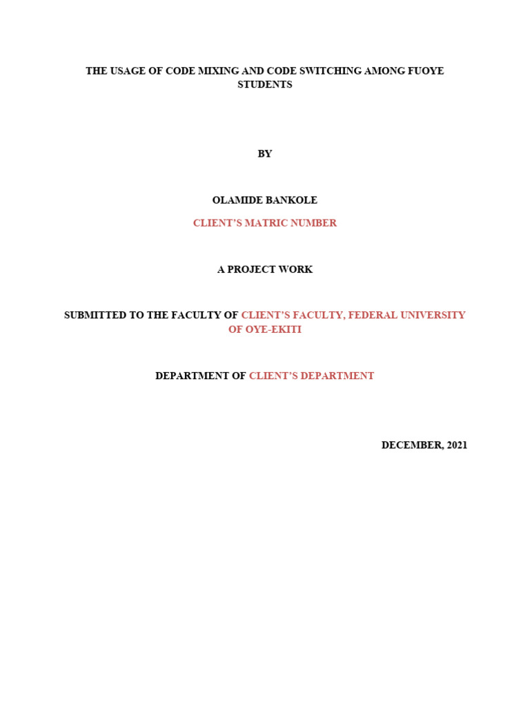 Code Mixing and Switching in FUOYE Students | PDF | Sociolinguistics ...