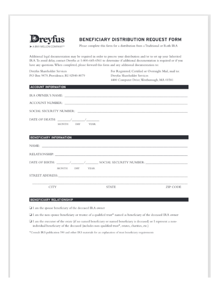 Beneficiary Distribution Request Form | PDF