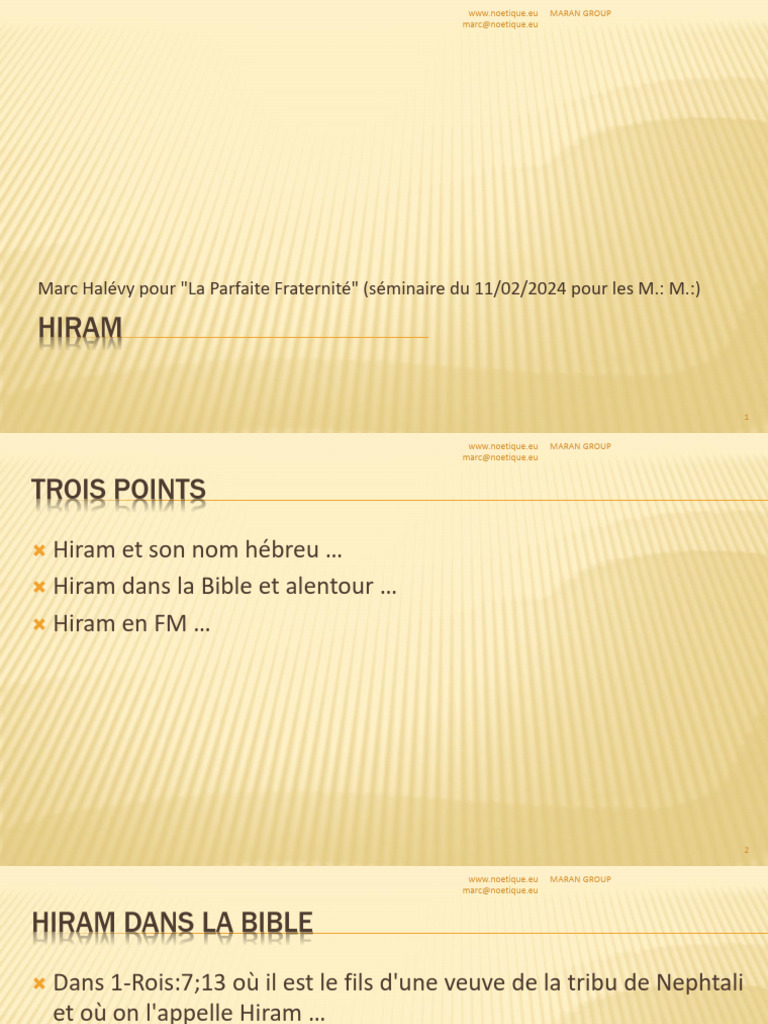 Hiram : Signification et Rôle Biblique | PDF