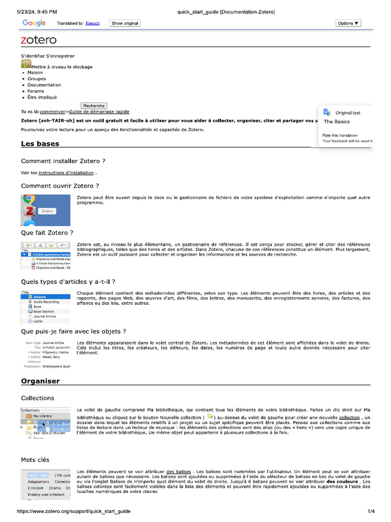 Quick Start Guide (Documentation Zotero) PDF