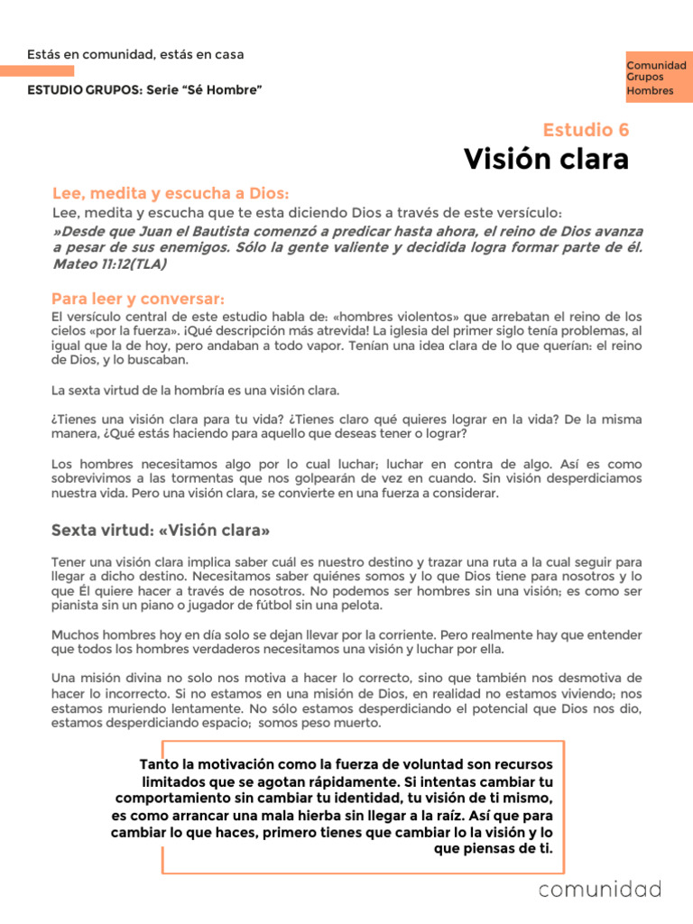 Visión Clara para Hombres Valientes | PDF | Oración | Jesús