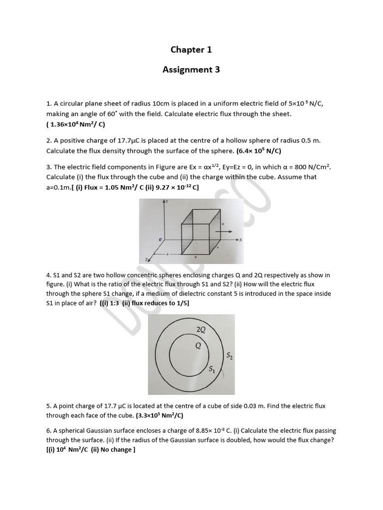 Chapter 1 - Assignment 3 | PDF | Electric Field | Flux