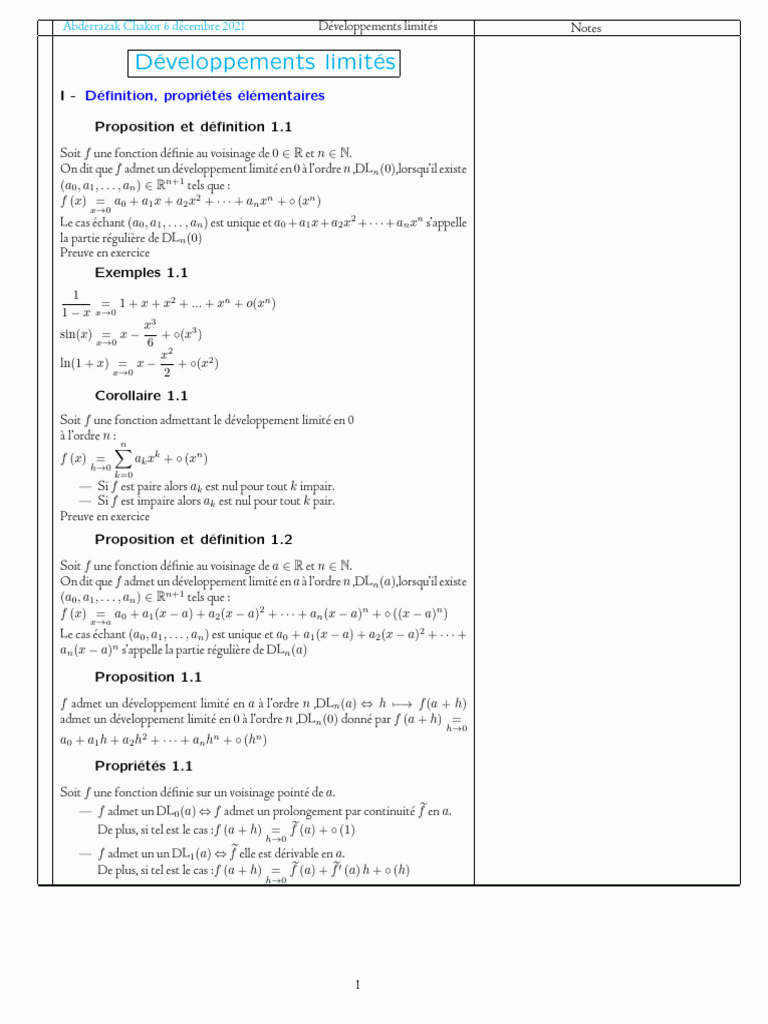 Développements Limités en Mathématiques | PDF | Logique mathématique ...