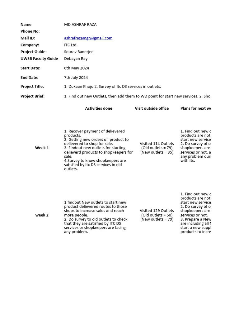 Template For - Weekly - E-Mail - Feed Back - IQ City UWSB 2024 - MD ...