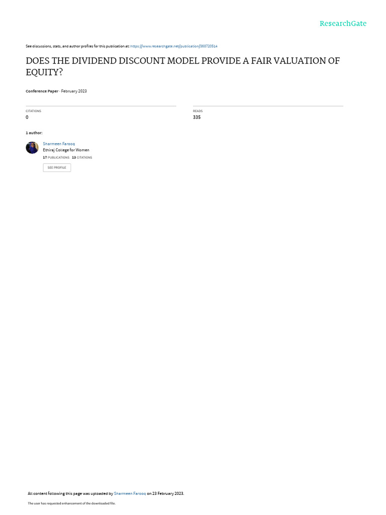 Dividend Discount Model Insights | PDF | Valuation (Finance ...