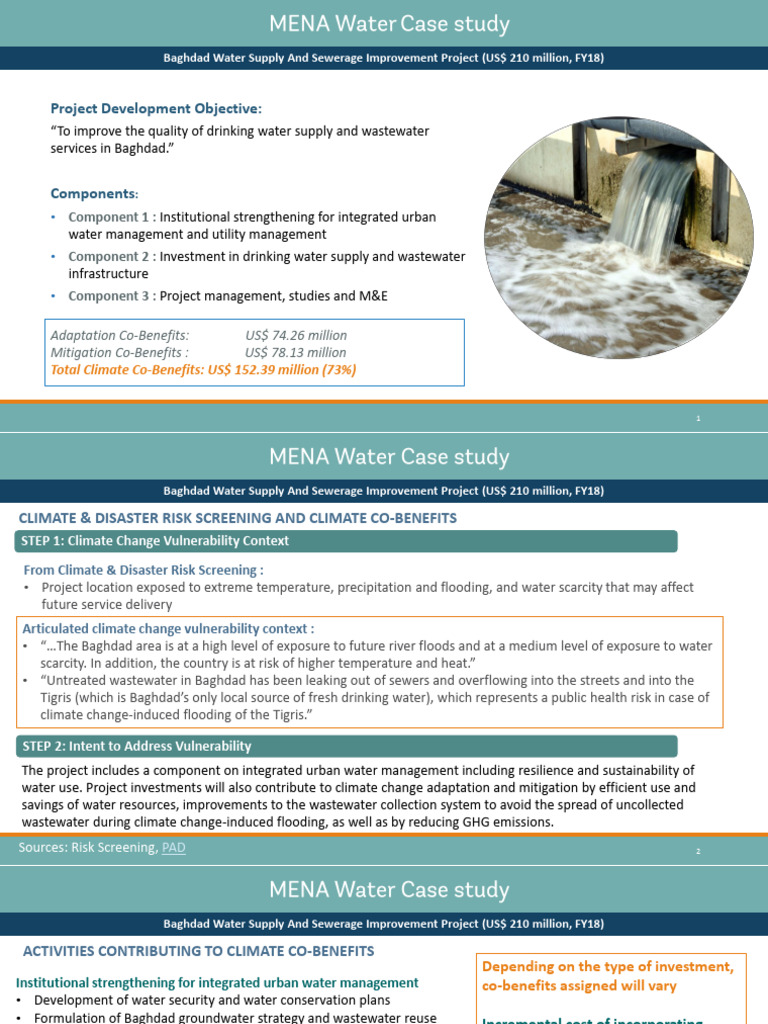 Water Case Studies Adaptation and Mitigation CoBenefits MNA | PDF ...