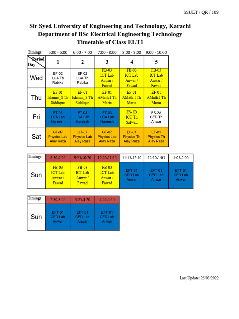 BSc Electrical Engineering Timetable | PDF | Physical Sciences ...