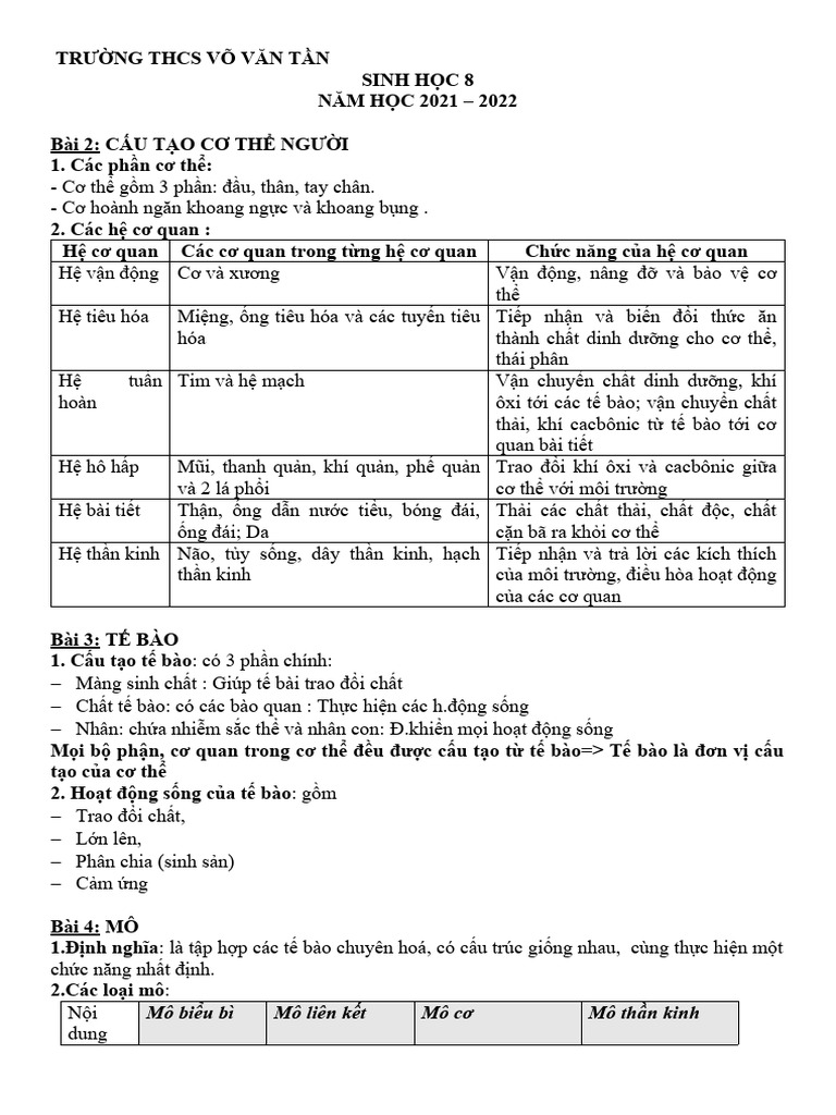 Sinh 8 | PDF