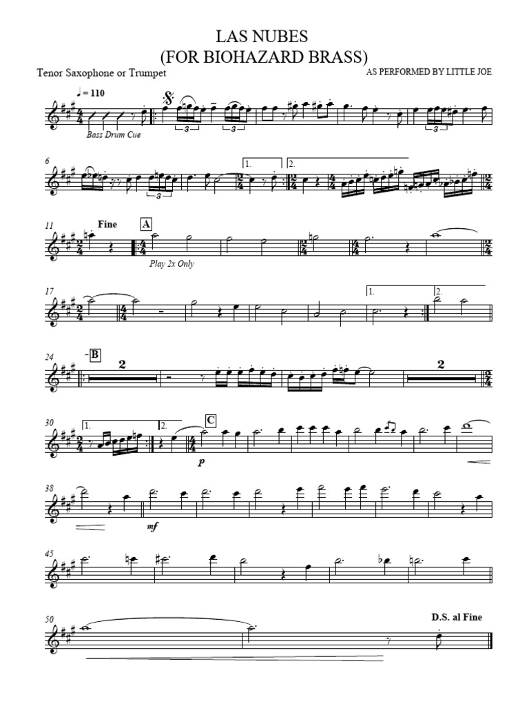 Las Nubes for Brass Ensemble | PDF | Musical Instruments | Aerophones