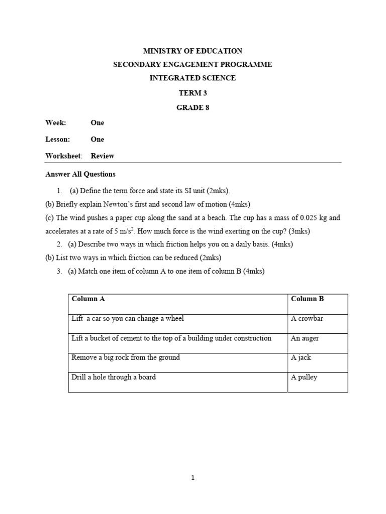 Grade 8 Integrated Science Term 3 Review | PDF | Electrolyte | Matter