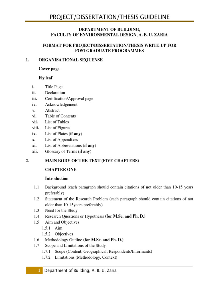 ABU Zaria Project Write-Up Guidelines | PDF | Survey Methodology | Data ...