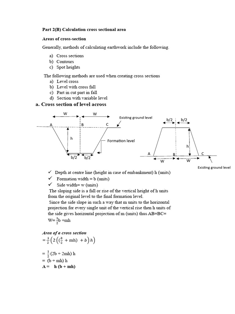 Crosss Sectional Areas By Sections Part 1 Pdf